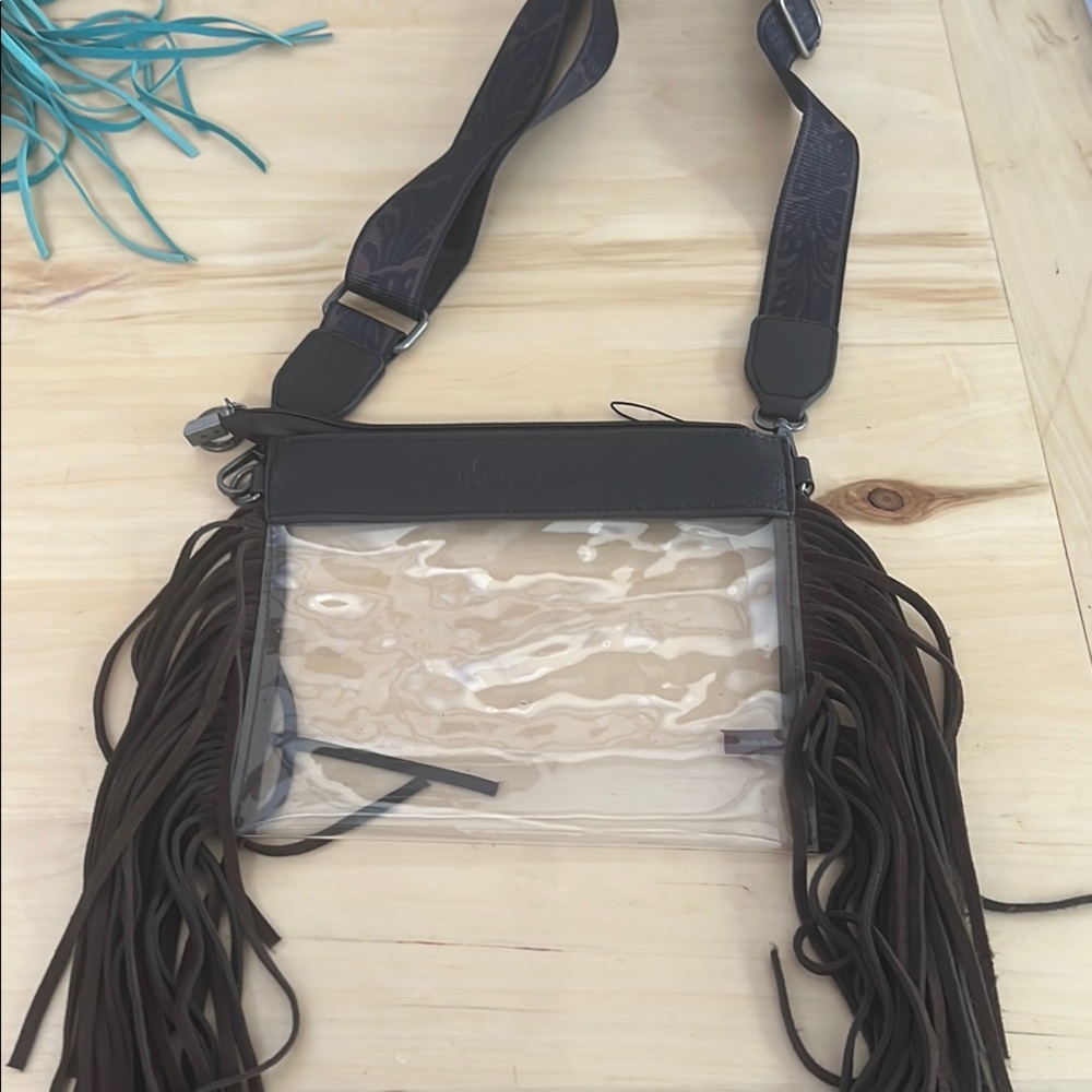 Clear Fringe Crossbody Bag - Black